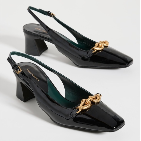 Tory Burch Shoes - Tory Burch JESSA SLINGBACK HEEL in Perfect Black Patent Leather 8 NWT $378